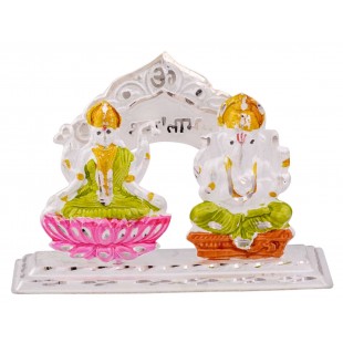 Silver Laxmi-Ganesh Fancy Statue