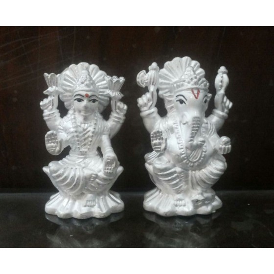 Religious Laxmi Ganesh Silver Idol