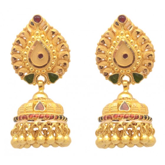 Silver Gold Plated Lotus Multi Jhumki Ball Droplet Earrings  Jewelry design  earrings Gold jewellery design necklaces Indian jewellery design earrings