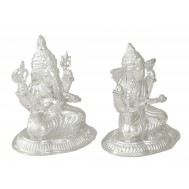 Silver Ganesh-Laxmi Idol