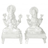 Silver Laxmi-Ganesh Statue